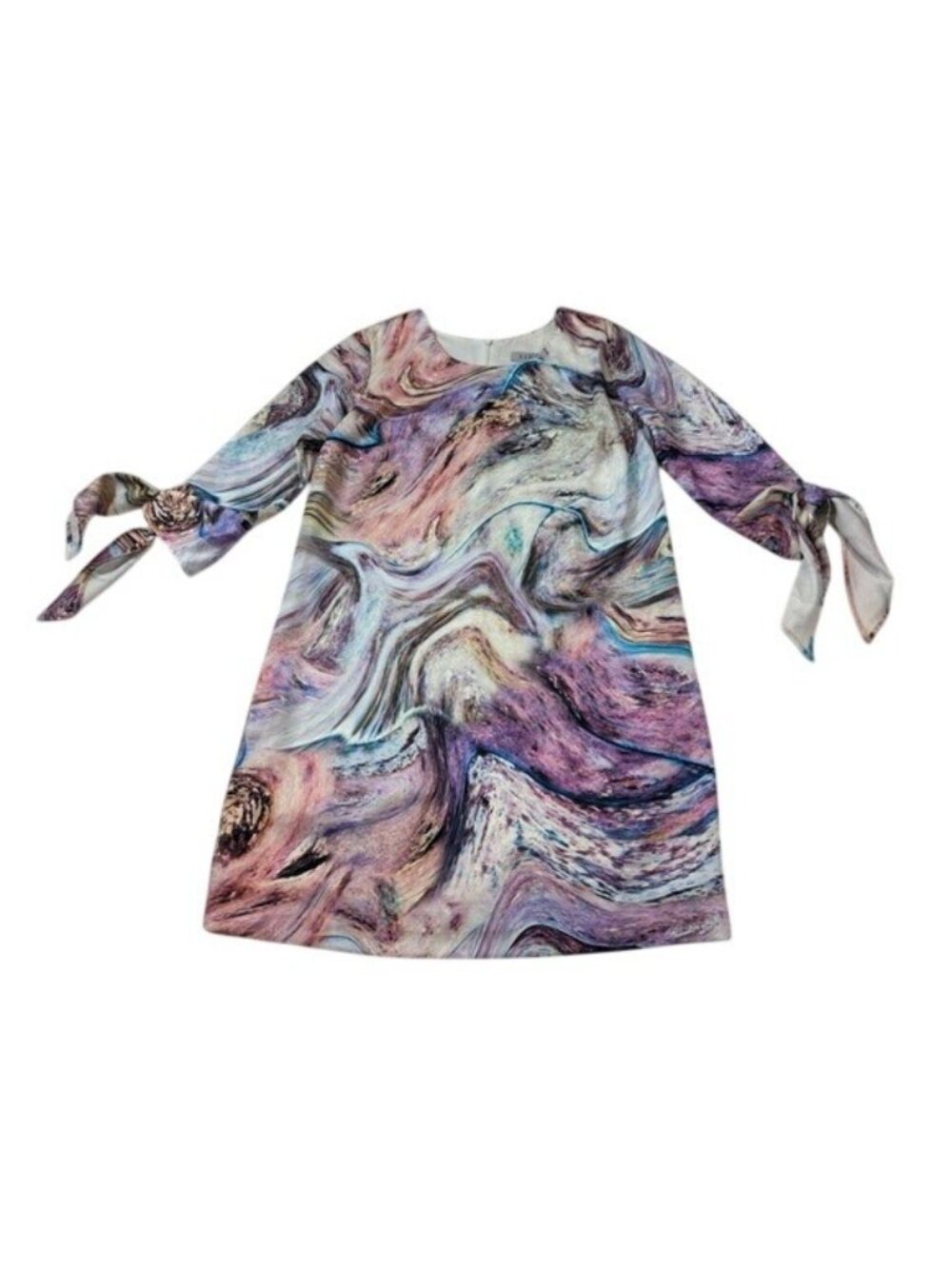 Askari Multicolor Abstract Dress With Tie Sleeves Size Small (E849)